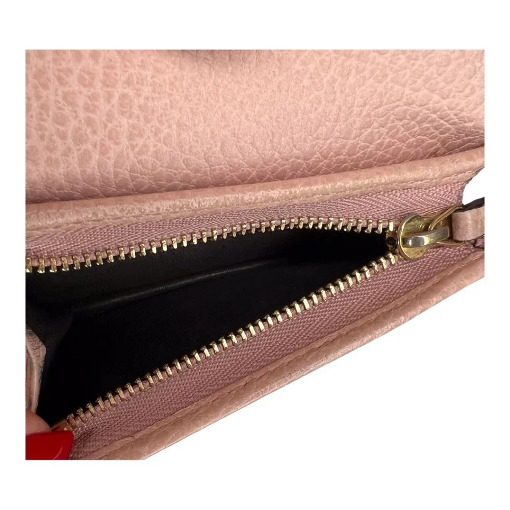 Gucci Marmont Card Case Pebbled Leather Wallet - Picture 9 of 14